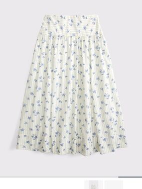 Abercrombie & Fitch Cream Maxi Skirt with Blue Floral Print